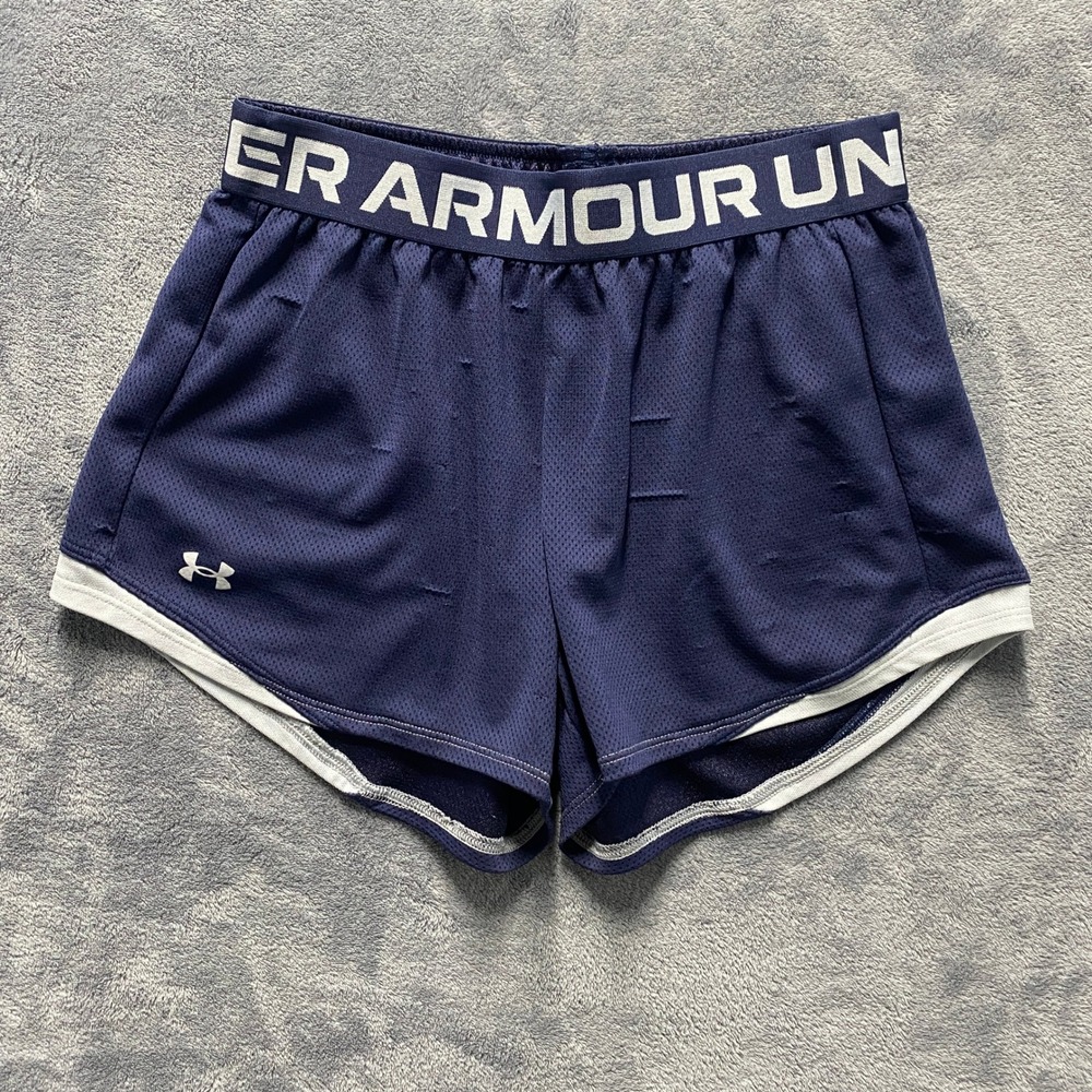 Under Armour Athletic Shorts Womens XS Play Up Mesh Navy Blue